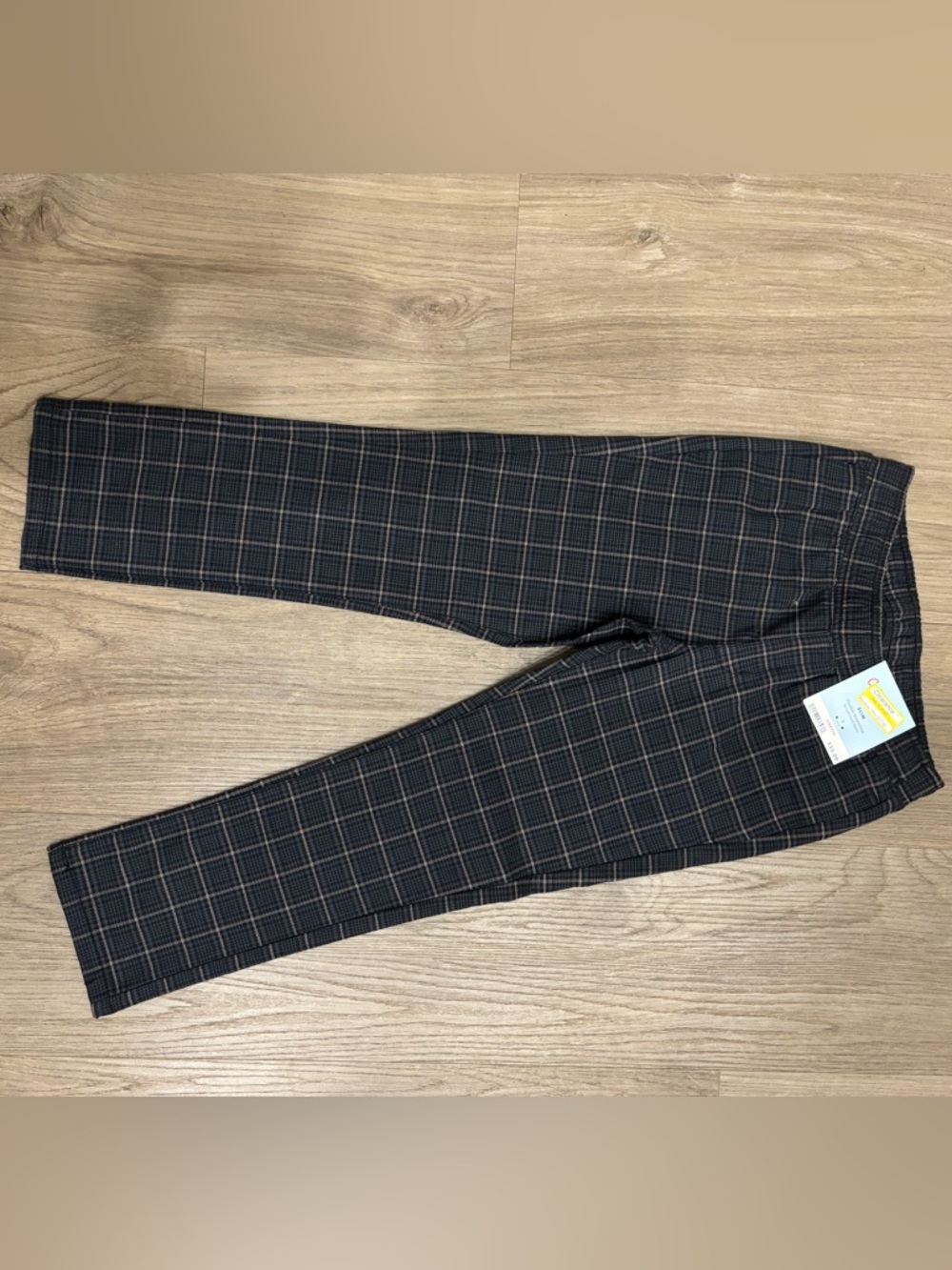 Boys Blue and Tan Plaid Slim Fit Pants - Size 5